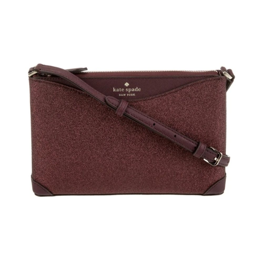 Kate Spade New York Burgundy Glitter Crossbody Bag W/ Gold Hardware (EUC)✨️💜✨️